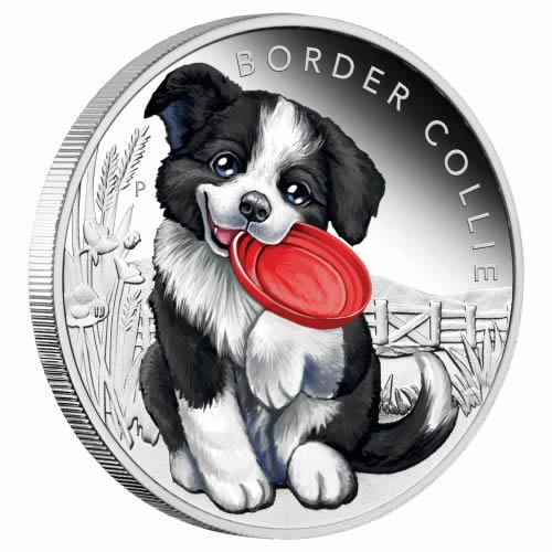 Perth-Mint-New-Release:-Puppies---Border-Collie-2018-1/2oz-Silver-Proof-Coin